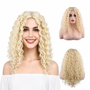 Parrucche Frontali Ricci Afro Pre-Piumate per Donne, Senza Colla, Resistenti al Calore, Capelli Sintetici, Densità 150%, Realizzate a Macchina, <span class=keywords><strong>Bionde</strong></span> - Product Image 1