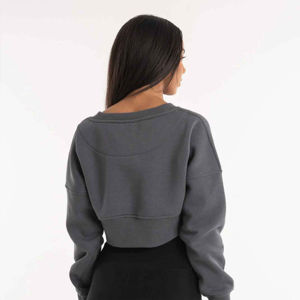 Sudaderas de gran tamaño de lana Vintage de peso pesado para mujer, Top corto de manga larga, Top corto transpirable, sudadera para mujer - Product Image 3