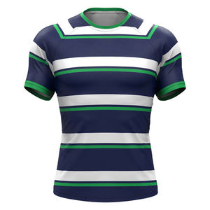 Camiseta de Rugby hecha a medida de alta calidad, sublimación de tinte completo, impresa, transpirable, de secado rápido, antibacteriano, 100% poliéster, deportes - Product Image 6