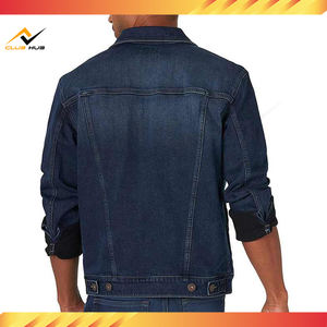 แจ็คเก็ตยีนส์กันน้ำสำหรับผู้ชาย สไตล์ไฮสตรีท ขี่มอเตอร์ไซค์ ลำลอง  พร้อมโลโก้ด้านหน้า ปรับแต่งได้ ผลิตในปากีสถาน - Product Image 3