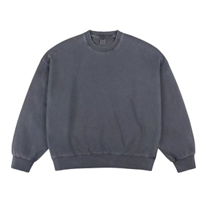 Custom garment dyed Batik faded Sweatshirt 420g heavyweight Dark <b>grey</b> vintage sweatshirt for <b>men</b> - Product Image 6