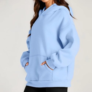 New Arrival Women Winter Oversized Drop Shoulder <b>Fleece</b> <b>Hoodies</b> Streetwear Pullover Style Customized Logo Printing - Product Image 3