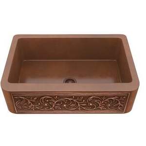 Elegante fregadero de cocina de cobre hecho a mano con delantal de instalación frontal para proyectos de remodelación de cocina de estilo rústico de granja - Product Image 5