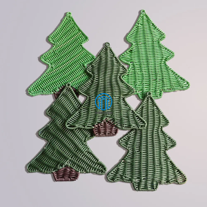 Arbre de Noël en rotin naturel écologique Tenture murale Décor élégant Arbre de Noël Décor à la maison - Product Image 4