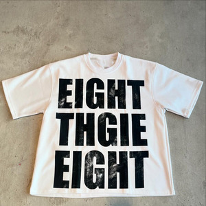 Vêtements de rue de haute qualité pour hommes T-shirt Boxy vintage court en microfibre multicolore imprimé de lettres de luxe pour hommes - Product Image 6