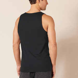 Fabricante personalizado en blanco 100% algodón gimnasio Fitness culturismo camiseta sin mangas hombres estampado músculo gota entrenamiento camiseta sin mangas - Product Image 3