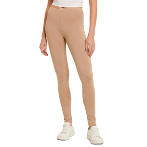 Leggings suaves de longitud completa, mallas ajustadas sólidas de cintura alta, mallas elásticas para mujer - Product Image 1