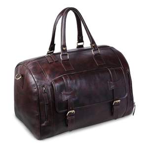 Sac polochon de luxe style vintage pour hommes Bandoulière réglable en cuir véritable Conception de protection multi-poches-Vente en gros pour le sport - Product Image 1