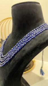 Collier de perles de saphir bleu réglable à 5 couches 3-8mm saphir bleu naturel support de mode ethnique multi-brins Dori pour les mariages - Product Image 5