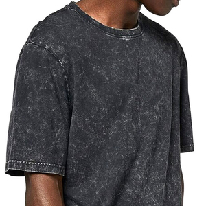 เสื้อยืดโอเวอร์ไซส์ทรงหลวมสำหรับผู้ชาย ผ้าฝ้าย 100% ถักลายตามสั่ง พร้อมปักโลโก้  หนานุ่ม ไม่เป็นขุย สไตล์วินเทจ ล้างสีแบบแอซิดวอช ขายส่ง - Product Image 5