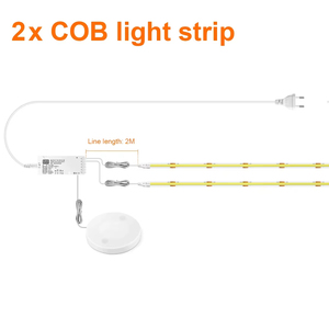 Ruban <span class=keywords><strong>LED</strong></span> COB 12V, éclairage <span class=keywords><strong>LED</strong></span> pour armoire, toucher bois, intensité réglable, kit d'éclairage <span class=keywords><strong>LED</strong></span> pour armoire, adaptateur 60W, 2m, flexible, éclairage DIY, IP44 - Product Image 6