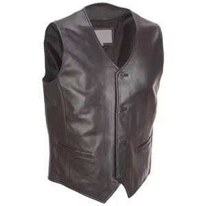 Gilet de motard classique en cuir de vachette pour homme Gilet de moto Vintage Cruiser Gilet d'équitation Club Noir 100% Cuir véritable - Product Image 6