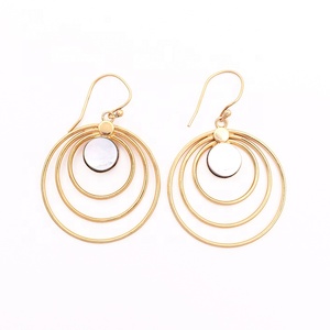 Minimalist White Pearl Gemstone Hanging <b>Earrings</b> Gold Plated Round Dangle Style with Hook <b>Fashionable</b> <b>Drop</b> Jewelry - Product Image 1