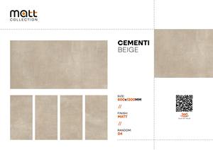 Carreaux vitrifiés en porcelaine émaillée antidérapante de 2x4 pieds Cementi Beige Matt Finish A A A + Grade 600x1200mm Carreaux pour l'extérieur - Product Image 2