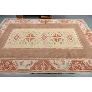 Classic Brown Beige 6.5 X 9.4 ft Wool <b>Rug</b> Patchwork Turkish Design for Entryway Living <b>Bedroom</b> Latex Rectangular Sideboard <b>Rugs</b> - Product Image 3