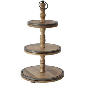 Piédestal d'affichage de gâteau en bois de mangue à 2 niveaux fait à la main plateau de tasse de service en forme personnalisée pour les fêtes de restaurants à domicile - Product Image 3