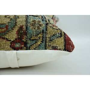 Almohada Kilim de lana Bohemia Multicolor, 14x14 pulgadas, estampado Floral esponjoso de lujo, acento decorativo, diseño de retazos tejidos - Product Image 4