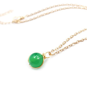 สร้อยคอหินอะเวนจูรีนสีเขียวทรงกลม-เสน่ห์ทำด้วยมือเครื่องประดับสร้อยคอขายส่ง-เงิน925 - Product Image 1