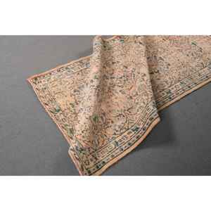 Alfombra de 3.4x6.7 pies, Alfombra Turca Vintage, Alfombra con Bordes Azules y Marrones - Product Image 4