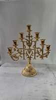 Ménorah en aluminium à 7 branches plaquée or, candélabre d'église haut, traditionnel judaïque, support à bougies pour Hanukkah, lampes de cérémonie juives