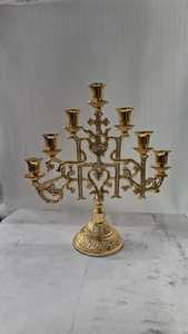 Menorah de aluminio, 7 ramas, candelabro de Iglesia alto chapado en oro, soporte de vela tradicional Judaica Hanukkah, lámparas ceremoniales Judías - Product Image 3