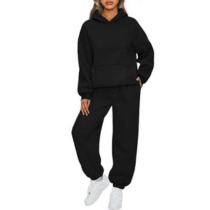 Ensemble deux pièces de survêtement pour femmes à la mode, sweat à capuche à manches longues et pantalon de jogging, vêtements de sport avec logo personnalisé, vêtements de sport, usine de vêtements de sport - Product Image 1