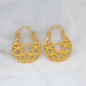 2024 nouveauté concepteur spirale cerceau boucle d'oreille 18K plaqué or laiton à la mode Tribal oreille bijoux cadeau boucles d'oreilles goutte - Product Image 4