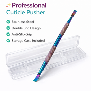 Pousse-cuticules professionnel double extrémité en acier inoxydable argenté, outil de manucure et pédicure antidérapant, résistant à la rouille - Product Image 6