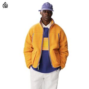 Fabricant de vêtements lourds Ensemble Sherpa d'hiver personnalisé Veste d'hiver zippée en polaire à patchwork lourd - Product Image 1