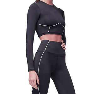 Ensemble de vêtements de sport 2 pièces pour femmes, logo personnalisé, noir, vêtements de yoga, fabricants de vêtements de sport, marque privée, ensembles de vêtements de fitness - Product Image 6