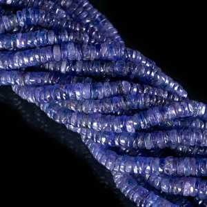 Perles de pneu lisses en tanzanite de qualité supérieure perles de tanzanite Heishi forme de roue fabrication de bijoux en tanzanite perles de pierres précieuses en vrac - Product Image 2