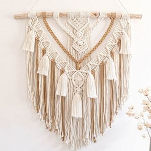 Tapiz de Pared de Macramé Rústico Bohemio Natural al por Mayor, Económico, para Dormitorio, Sala de Estar u Oficina, Hecho en Vietnam - Product Image 6