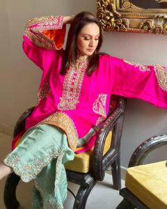 Broderie lourde séquence travail fantaisie Design femmes ensemble Chinon soie lourde séquence broderie travail haut et Palazzo Dupatta - Product Image 2