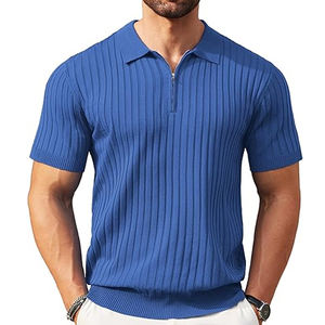 Camisas de Golf con cremallera personalizadas de alta calidad para hombre, manga corta, cuello transpirable, cuello bordado, antiarrugas, informales para polos - Product Image 1