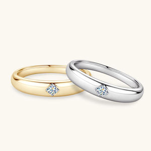 Anillo de Compromiso de Plata de Ley 925 con Moissanita Princesa Auténtica, Engaste de Bisel, Anillo de Boda Ancho y Grueso, Anillo de Sello con Cúpula, Regalo de Moda - Product Image 3