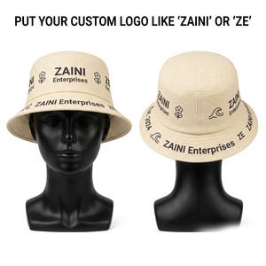 หมวกบักเก็ตผ้าแคนวาสคอตตอน 280 GSM รุ่นพรีเมียม ZAINI สำหรับทุกเพศ สีเบจธรรมชาติ หลายแผง ตกแต่งด้วยการพิมพ์สกรีนแบบกำหนดเอง ปักลาย ทออย่างประณีต - Product Image 1