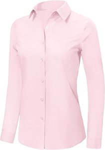 Chemise de bureau formelle pour femmes, à manches longues, en coton 100%, respirante, à carreaux vintage, rose, vente chaude, personnalisée - Product Image 3