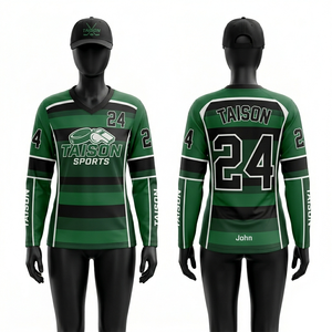 เสื้อกรรมการฮอกกี้น้ำแข็งสำหรับผู้หญิง คุณภาพพรีเมียม 180 GSM ผ้าโพลีเอสเตอร์ระบายอากาศได้ดี สีพีช ดำ ขาว ดีไซน์แผงสี พร้อมโลโก้แบบกำหนดเอง - Product Image 3