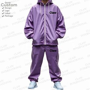 Survêtement coupe-vent en nylon unisexe Ensemble 2 pièces coupe-vent surdimensionné Veste et pantalon coupe-vent pour hommes et femmes - Product Image 3