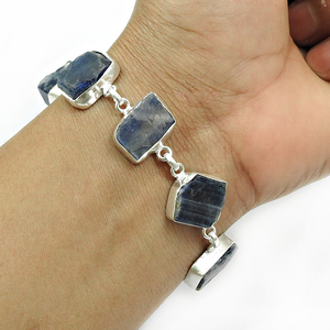 Rough Kyanite Gemstone 925 Sterling Silver Cabochon Shape Classic <b>Bracelet</b> Bohemian Handmade Jewelry Wholesale Price Suppliers - Product Image 2