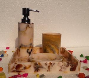 Ensembles d'accessoires de salle de bain en résine aspect marbre et antique - Product Image 1