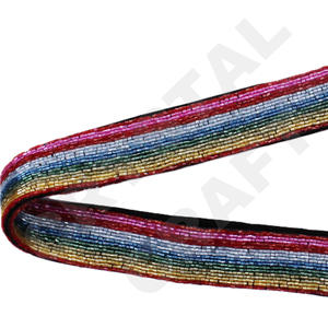 White and <b>Red</b> Customized White Gold Seed Bead Bag Straps 'Hook Em Horns' Fashionable Accessory Beaded <b>Purse</b> Strap - Product Image 5