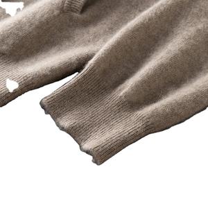 Automne et hiver 100% laine mérinos hommes haut tricoté fermeture éclair à capuche fermeture éclair Cardigan tricoté manteau pull à capuche - Product Image 3