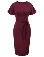 Nouvelles Arrivées 2025 – Robe Crayon Plissée pour Femme, Manches Trois-Quarts, Couleur Unie, Longueur Midi, Coupe Ajustée, Élégante pour le Bureau