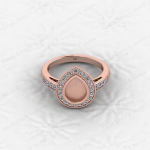 New Arrival High Quality 925 Sterling Silver Bezel 7x9mm Pear Shape CZ Semi Mount <b>Blank</b> Setting Wedding <b>Ring</b> Breastmilk Jewelry - Product Image 4