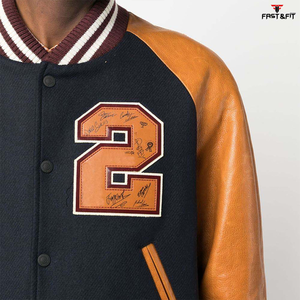 Veste de baseball universitaire en toile avec logo personnalisé pour hommes, coupe-vent et respirante, broderie noire, style urbain d'hiver - Product Image 6