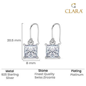 Boucles d'oreilles pendantes carrées géométriques en argent Russo avec perle et diamant, tendance or rose et platine pour mariage et soirée - Product Image 5