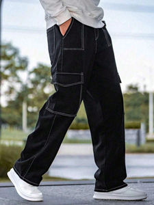 Pantalon cargo décontracté pour homme, coupe droite, vêtements de travail, vêtements de rue, logo personnalisé OEM, multi-poches, randonnée, coupe décontractée - Product Image 3