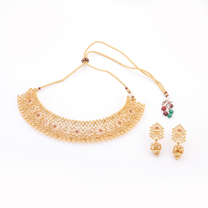 Mayorista Y Fabricante De Gargantilla Antigua Estilo Mukut Collar Conjunto Con Chapado En Oro 213989 - Product Image 1