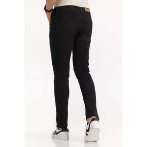 Jean vintage taille mi-haute coupe slim, coupe crayon, jambes larges, en denim délavé, teint uni, délavé foncé, modèle hiver MN-JNS-SS25-015 - Product Image 4